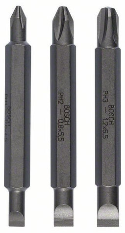 Bosch Accessoires 3-delige dubbelbitset S 0,6x4,5, S 0,8x5,5, S 1,2x6,5; PH1, PH2, PH3; 60 mm 3st -
