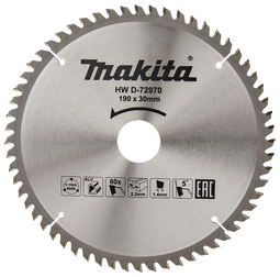 Makita Accessoires Cirkelzaagblad Aluminium | Standaard | 190x30(20)x2,4 60T 5g - D-72970 - D-72970