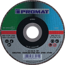 Promat Doorslijpschijf | universeel | D115x1mm recht | RVS / staal / steen | gat 22,23 mm -