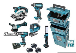 Makita DLX8100J | Combiset 18V | DDF484 + DTD153 + DGA504 + DHS660 + DJV182 | Incl. accu's en lader