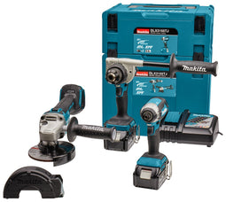 Makita DLX3155TJ | Combiset | 18 V | boren, (slag)schroeven en slijpen | Set | 5,0 Ah | in Mbox -