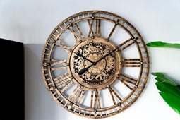 Homestylingshop Grote Wandklok Tim - klok goud - industriële klok 90 cm