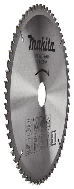 Makita Accessoires D-65610 Afkortzaagblad | div. materialen | 216x30x2,4 | 60T | 5g - D-65610