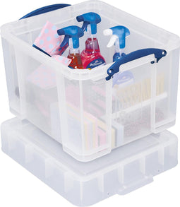 Really Useful Box opbergdoos 35 liter XL, transparant, voor het opbergen van medium LP's 6 stuks