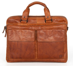 Spikes & Sparrow Leren Laptoptas 15.6 inch Bronco 401370 3-vaks Brandy