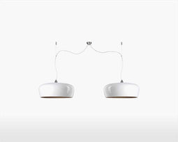 Double Hanging Lamp - HANOI - Bamboo - White