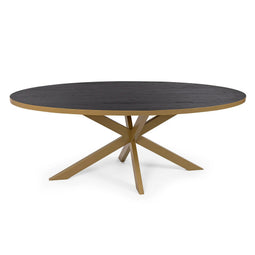 Stalux Ovale eettafel 'Mees' 210 x 100cm, kleur goud zwart eiken