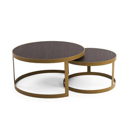 Stalux Salontafelset 'Saar' rond 80 en 60cm, kleur goud bruin hout