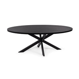 Stalux Ovale eettafel 'Mees' 240 x 110cm, kleur zwart zwart eiken