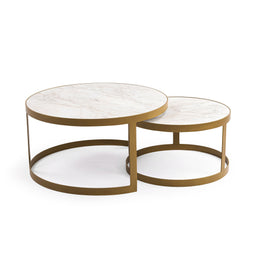 Stalux Salontafelset 'Saar' rond 80 en 60cm, kleur goud wit marmer