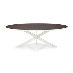 Stalux Ovale eettafel 'Mees' 180 x 100cm, kleur wit bruin hout