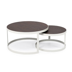 Stalux Salontafelset 'Saar' rond 80 en 60cm, kleur wit bruin hout