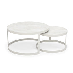 Stalux Salontafelset 'Saar' rond 80 en 60cm, kleur wit wit marmer