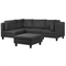 Beliani FEVIK - Hoekbank 4-zits met ottomaan - Zwart - Rechterzijde - 228 cm - Polyester