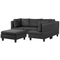 Beliani FEVIK - Hoekbank 5-zits met ottomaan - Zwart - Rechterzijde - 228 cm - Polyester
