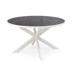 Stalux Ronde eettafel 'Daan' 120cm, kleur wit zwart eiken