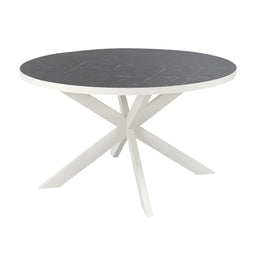 Stalux Ronde eettafel 'Daan' 148cm, kleur wit zwart marmer
