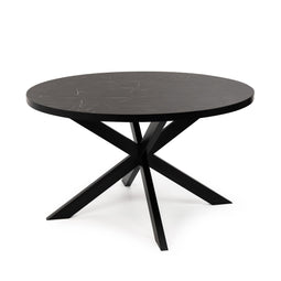 Stalux Ronde eettafel 'Daan' 135cm, kleur zwart zwart marmer
