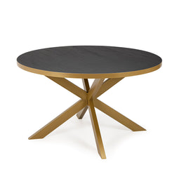 Stalux Ronde eettafel 'Daan' 148cm, kleur goud zwart eiken