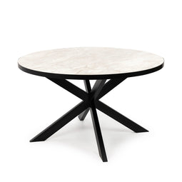 Stalux Ronde eettafel 'Daan' 148cm, kleur zwart wit marmer