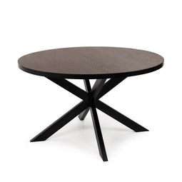 Stalux Ronde eettafel 'Daan' 148cm, kleur zwart bruin hout