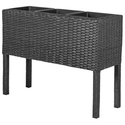 Beliani CARAGANA - Hoge plantenbak - Zwart - PE rotan