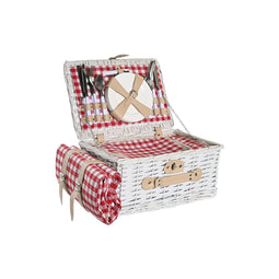 Mand DKD Home Decor Picknick Rood Wit vlechtwerk (40 x 28 x 20 cm)