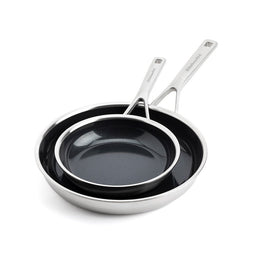 KitchenAid Koekenpannenset 20/28cm multi-ply RVS met keramische anti-aanbaklaag