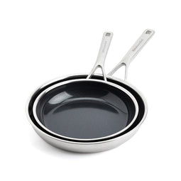 Koekenpannenset 24/28cm multi-ply RVS met keramische anti-aanbaklaag