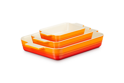 Ovenschalen Set van 3 18/25/32cm 'Oranjerood'