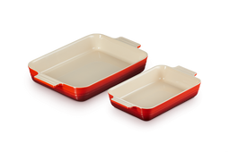 Ovenschalen Set van 2 'Kersenrood' 25 & 32cm