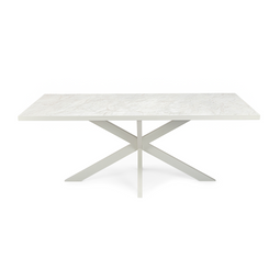 Stalux Eettafel 'Gijs' 200 x 100cm, kleur wit wit marmer