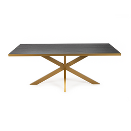 Stalux Eettafel 'Gijs' 180 x 100cm, kleur goud zwart eiken