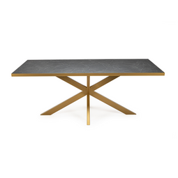Stalux Eettafel 'Gijs' 200 x 100cm, kleur goud zwart marmer