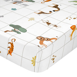 Happy Friday Fitted sheet Mini savanna 90x200x32 cm (Single) Multicolor