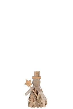 J-Line figuur + Ster Takken - hout - naturel - small