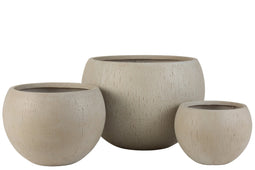 J-Line bloempot Rond Klei - keramiek - beige - Ø 55.50 cm - 3 stuks