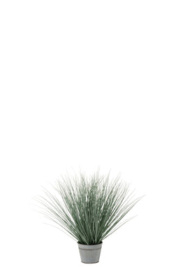 J-Line Grassen In Pot Metaal Plastiek Blauw/Groen Small