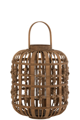 LANTERN BEADS WOOD NATURAL