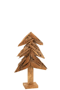 J-Line decoratie Boom Stukken Teak - hout - naturel - medium