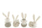 J-Line decoratie Konijn - polyresin - wit/grijs - small - 4 stuks
