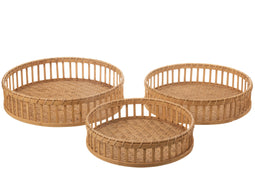 S/3 TRAY ROUND BAMBOO NAT
