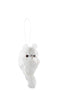 J-Line hanger Uil - pluche/veren - wit - 3 stuks