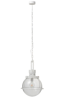 HANGING LAMP BALL GLASS/MET WH