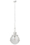 HANGING LAMP BALL GLASS/MET WH