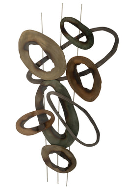 J-Line wanddecoratie Ovalen Strepen - metaal - bruin/groen - small