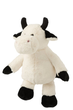 J-Line pluche Koe - polyester - ecru/zwart - large