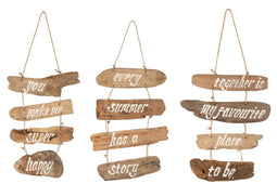 J-Line plakkaat You+Every+Together - drijfhout - naturel - 3 stuks