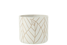 J-Line bloempot Blad - keramiek - wit/goud - large - Ø 19.00 cm