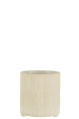 J-Line Bloempot Maria Rond - Keramiek - wit - Ø 14.5 cm - 2 stuks